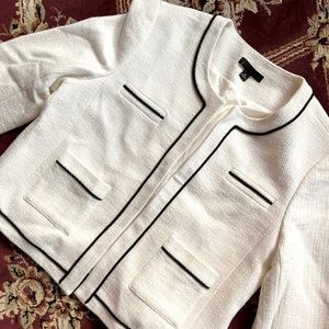 Ann Taylor Ivory Linen Blend Twill Blazer